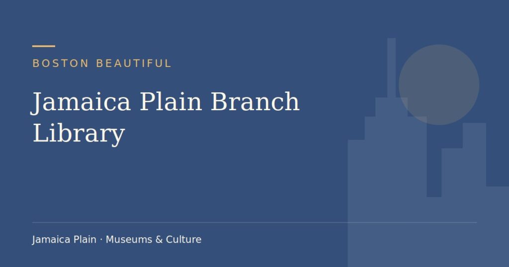 Jamaica Plain Branch Library — Boston Beautiful guide cover (illustration)